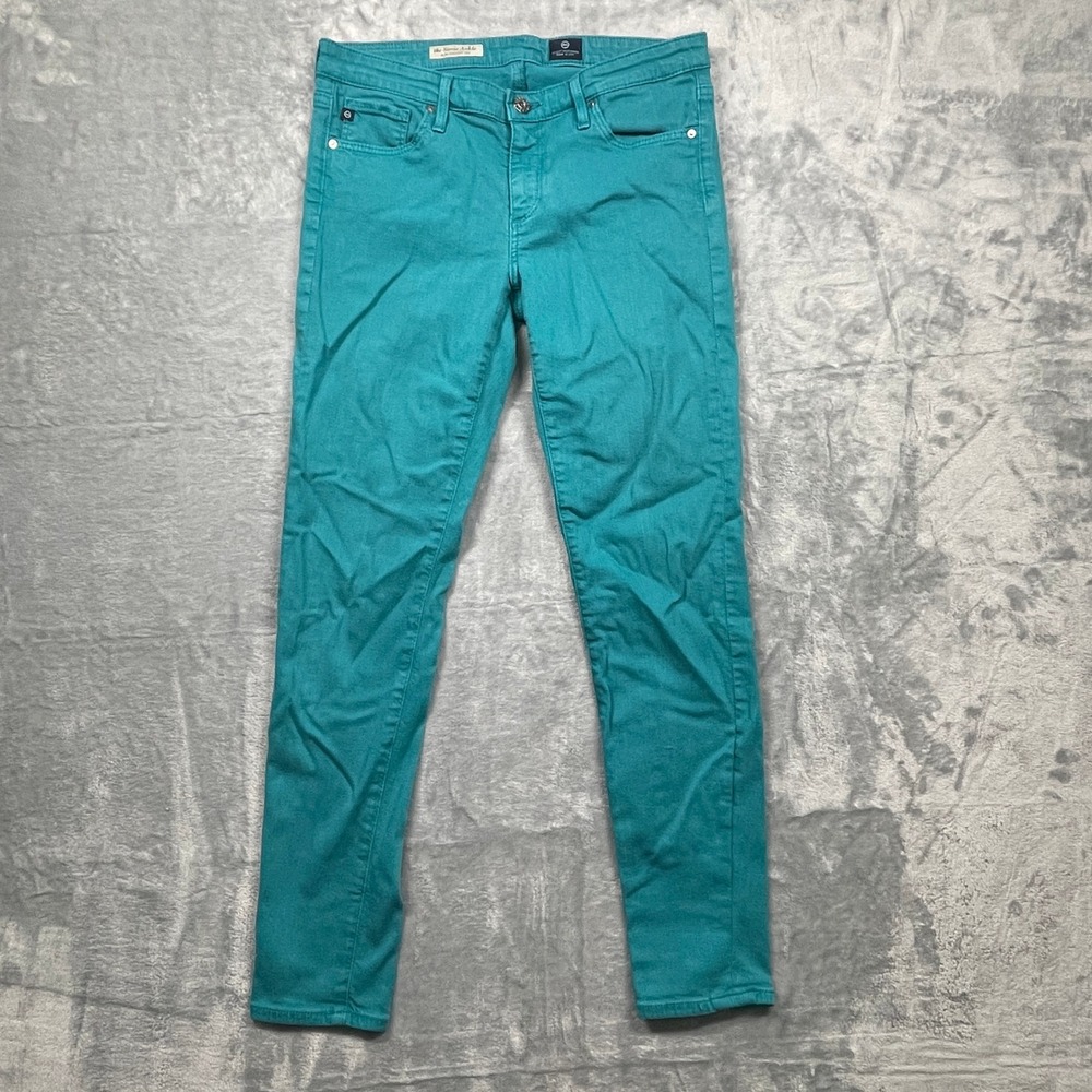 AG Adriano Goldschmied Stevie Ankle Jeans‎ Womens Teal Slim Straight Leg 27